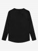 T-shirt Gothique Lettre Imprimée en Couleur Unie avec Boutons pour Homme - Noir 8XL