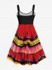Plus Size Halloween Zombie Bride Flower Skeleton Colorblock Tassel 6D Print Tank Dress -  