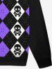 Sweatshirt Gothique D'Halloween Crâne en Blocs de Couleurs pour Homme - Pourpre  2XL