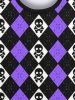 Sweatshirt Gothique D'Halloween Crâne en Blocs de Couleurs pour Homme - Pourpre  2XL