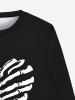 Sweatshirt Gothique D'Halloween Crâne en Forme de Squelette Cœur Imprimés pour Homme - Noir XL