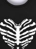 Sweatshirt Gothique D'Halloween Crâne en Forme de Squelette Cœur Imprimés pour Homme - Noir XL