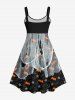 Plus Size Halloween Bat Moon Star Ripped Gauze Print Tank Dress -  