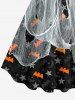 Plus Size Halloween Bat Moon Star Ripped Gauze Print Tank Dress -  
