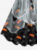 Robe D'Halloween Déchiré Chauve-souris et Etoile Imprimés en Gaze de Grande Taille - Noir 6X
