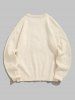 Men's Terry Cloth Bear Embroidered Patch Design Round Neck Pullover Sweater -  