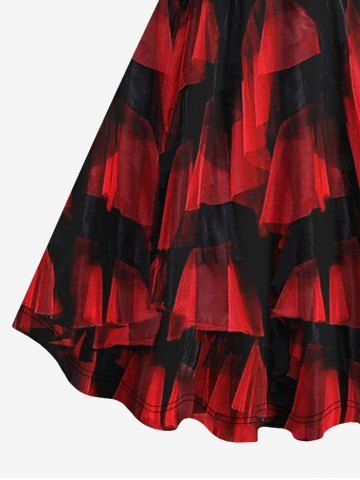 Plus Size Halloween Skeleton Costume Heart Ripped Mesh 3D Print Tank Dress