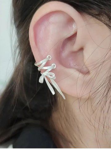Fashion Bowknot Lace Up Ear Cuff - WHITE
