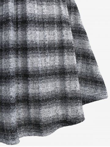 Plus Size Skull Ghost Flocking Crossover Lace-up Ruffle Lace Striped Knitted Halloween 2 in 1 Dress