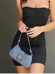 Women's Fashion Denim Buckle Decorated Shoulder Bag -  