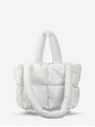 Women's Daily Solid Color Strappy Quilted Padded Puffer Design Down Shoulder Tote Bag -  