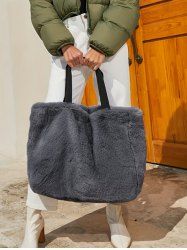 Women's Daily Solid Color Fluffy Fuzzy Furry Faux Fur Large Capacity Top Handle Shoulder Tote Bag -  