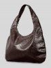 Women's Casual Solid Color Embossed Dumpling Tote Bag -  