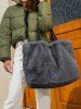 Women's Daily Solid Color Fluffy Fuzzy Furry Faux Fur Large Capacity Top Handle Shoulder Tote Bag -  