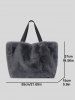 Women's Daily Solid Color Fluffy Fuzzy Furry Faux Fur Large Capacity Top Handle Shoulder Tote Bag -  