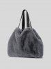 Women's Daily Solid Color Fluffy Fuzzy Furry Faux Fur Large Capacity Top Handle Shoulder Tote Bag -  