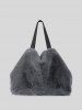 Women's Daily Solid Color Fluffy Fuzzy Furry Faux Fur Large Capacity Top Handle Shoulder Tote Bag -  