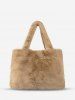Sac Fourre-tout Fourré en Couleur Unie avec Grande Capacité pour Femme - Marron Camel 
