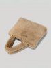 Sac Fourre-tout Fourré en Couleur Unie avec Grande Capacité pour Femme - Marron Camel 