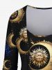 Gothic 3D Sun Moon Galaxy Printed Patchwork 2 in 1 Asymmetric T-shirt -  