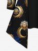Gothic 3D Sun Moon Galaxy Printed Patchwork 2 in 1 Asymmetric T-shirt -  