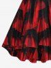 Plus Size Skeleton Heart Ripped Mesh 3D Print Tank Dress -  