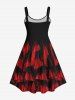 Plus Size Skeleton Heart Ripped Mesh 3D Print Tank Dress -  