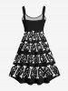 Robe D'Halloween Crâne Os Imprimés de Grande Taille - Noir 3X