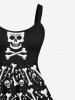 Robe D'Halloween Crâne Os Imprimés de Grande Taille - Noir 3X