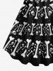 Robe D'Halloween Crâne Os Imprimés de Grande Taille - Noir 3X