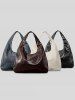 Women's Casual Solid Color Embossed Dumpling Tote Bag -  