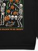 Gothic Halloween Pumpkin Cat Skeleton Flame Print Sweatshirt For Men -  