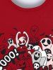 Sweatshirt Gothique D'Halloween Fantôme et Chauve-souris Imprimés pour Homme - Rouge 4XL