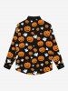 Gothic Halloween Pumpkin Ghost Print Buttons Shirt For Men -  