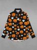 Chemise D'Halloween Gothique Citrouille Fantôme Imprimés avec Boutons - Noir L