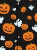Gothic Halloween Pumpkin Ghost Print Buttons Shirt For Men -  