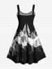 Plus Size Skeleton Print Halloween Sleeveless Dress -  