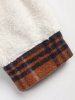 Men's Plaid Pattern Spliced Button Front Flap Pocket Fuzzy Teddy Fleece Jacket -  