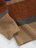 Men's Colorblock Striped Bear Patched Design Knitted Pullover Sweater -  