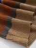 Men's Colorblock Striped Bear Patched Design Knitted Pullover Sweater -  