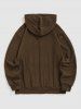 Men's Daily Casual V Shaped Faux Fur Drawstring Patched Design Long Sleeve Kangaroo Pocket Pullover Hoodie -  