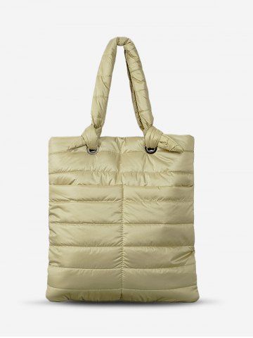 Women's Simple Style Winter Down Puffer High Capacity Portable Tote Bag - LIGHT COFFEE