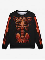 Gothic Halloween Skeleton Print Sweatshirt For Men -  