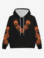 Gothic Halloween Pumpkin Print Drawstring Hoodie For Men -  