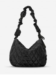 Women's Daily Solid Color Quilted Padded Puffer Design Ruched Strap Shoulder Bag -  