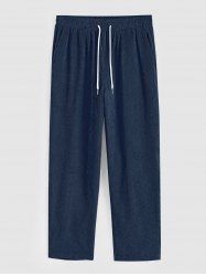 Men's Minimalist Plain Color Straight Leg Drawstring Casual Corduroy Pants -  