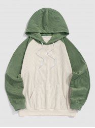 Men's Casual Daily Two Tone Colorblock Raglan Sleeve Drawstring Front Pocket Corduroy Hoodie -  