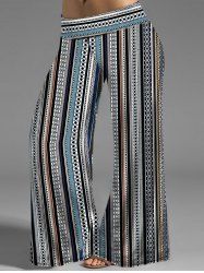 Pantalon large et long à rayures tribales grande taille - Bleu profond 2X | NOUS 18