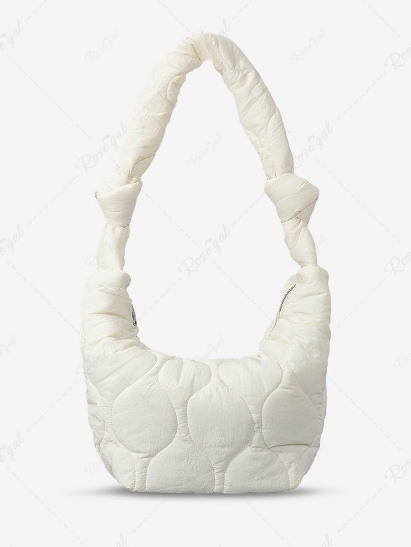 Shops Women's Solid Color High Capacity Knot Strap Argyle Puffer Quilted Padded Shoulder Hobo Bag  