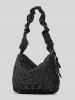 Women's Daily Solid Color Quilted Padded Puffer Design Ruched Strap Shoulder Bag -  